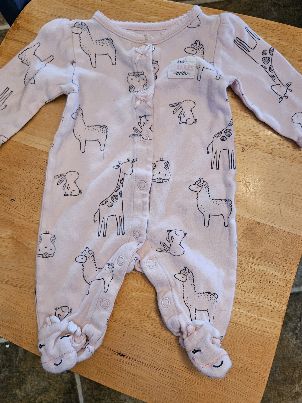 child of mine Light Pink Animal Print Footed One-Piece